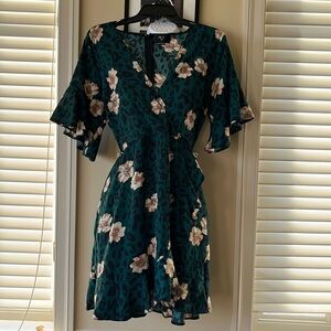 Cheetah green print with flowers dress